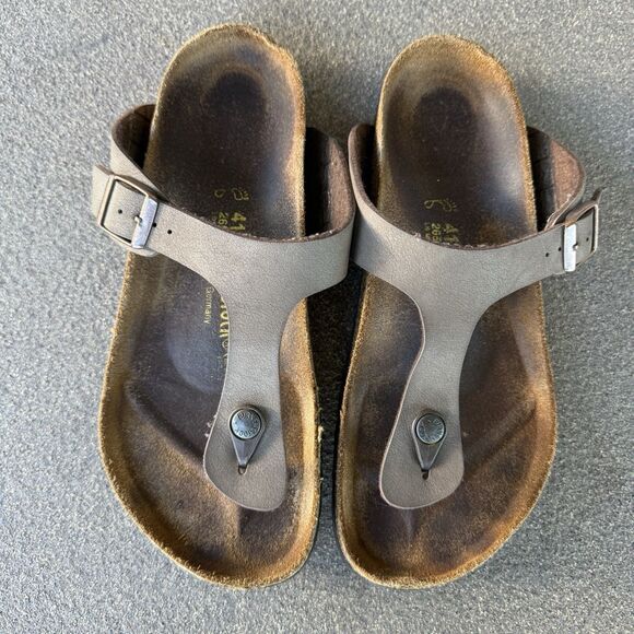 Birkenstock Gizeh Sandals 41 Legendary #43751 Brown Birkibuc Made In Germany - Picture 2 of 6